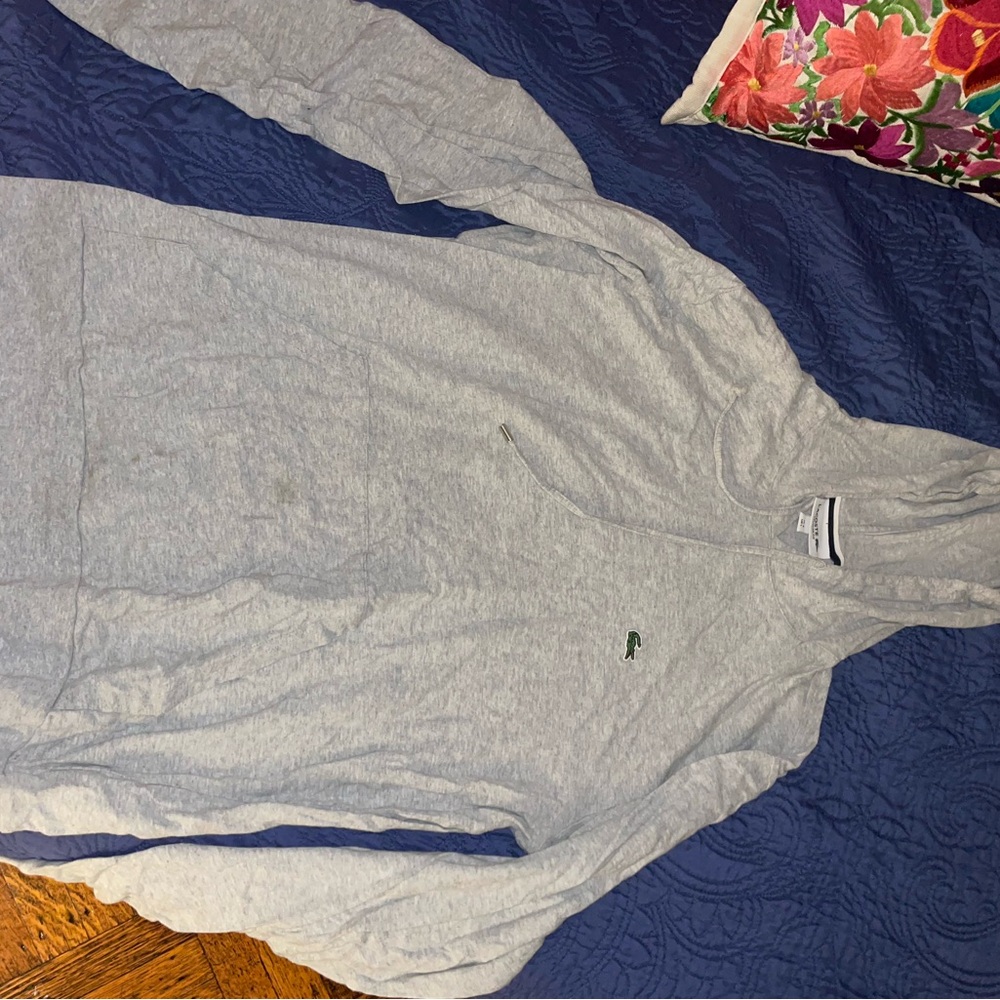 Lacoste - Long Sleeve with Hood - Light Gray Hoodie - Light weight material